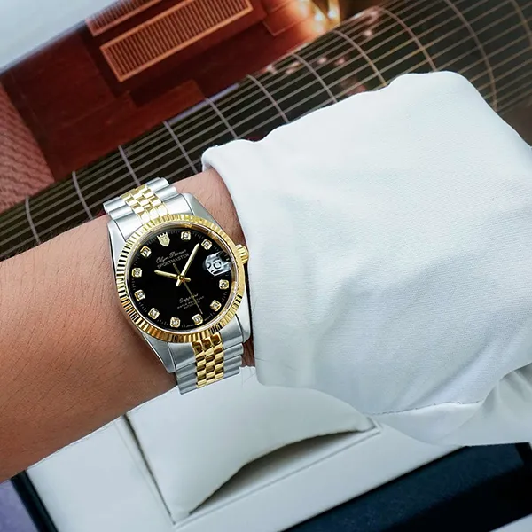 Đồng Hồ Nam Olym Pianus Watch OP89322AMSK-D Màu Demi Mặt Đen