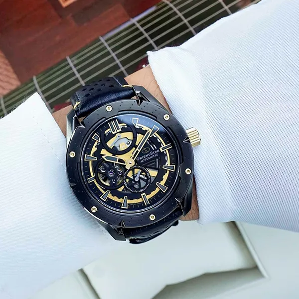 Đồng Hồ Nam Orient Star Avant Garde Skeleton RK-AV0A05B Màu Đen Vàng