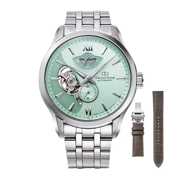 Đồng Hồ Nam Orient Star Layered Skeleton Watch RK-AV0B12E Màu Xanh Bạc