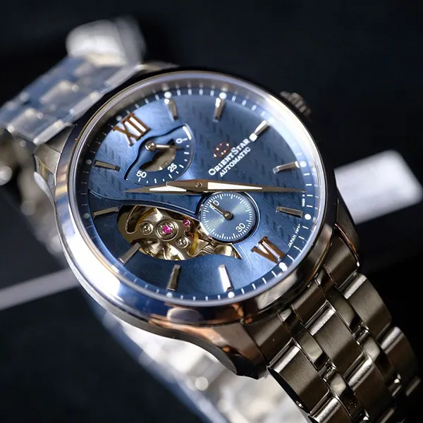 Đồng Hồ Nam Orient Star Mechanical Contemporary Orient Star Contemporary Layered Skeleton RK-AV0B08L (RE-AV0B08L00B) Màu Bạc Xanh