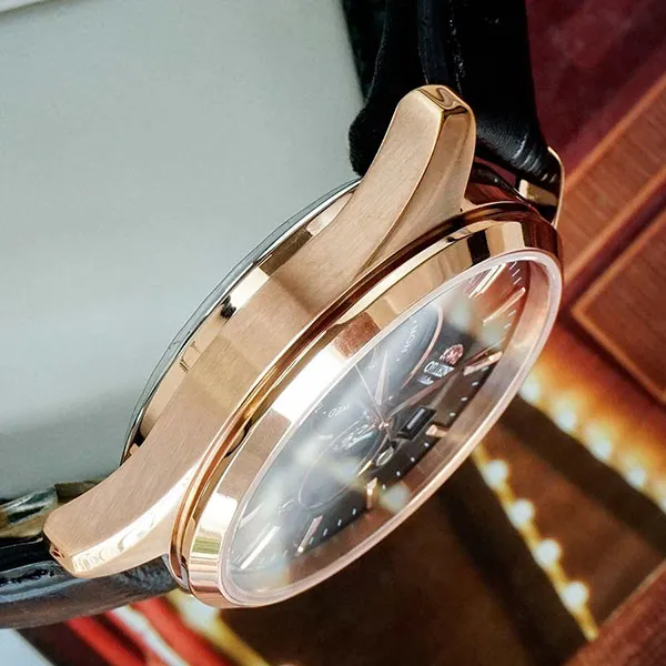 Đồng Hồ Nam Orient Sun And Moon Gen 5 Bản 2021 RA-AK0309B10B (RA-AK0309B30B) Watch Màu Đen - Vàng Hồng