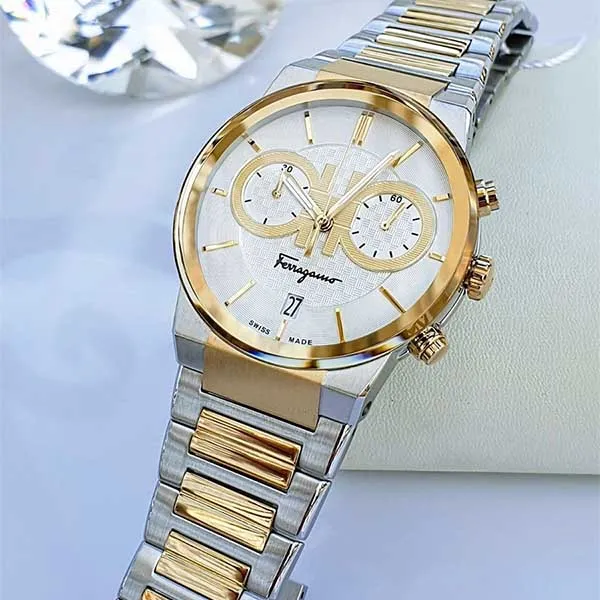 Đồng Hồ Nam Salvatore Ferragamo Sapphire Chronograph Watch SFME00821 Màu Vàng Bạc