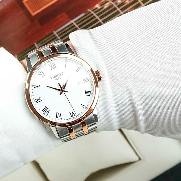 Đồng Hồ Nam Tissot Classic Dream T129.410.22.013.00 (T1294102201300) Màu Bạc Phối Vàng Hồng