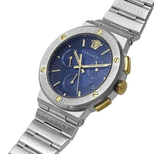 Đồng Hồ Nam Versace Greca Watch 43mm VEZ900221 Màu Xanh Bạc