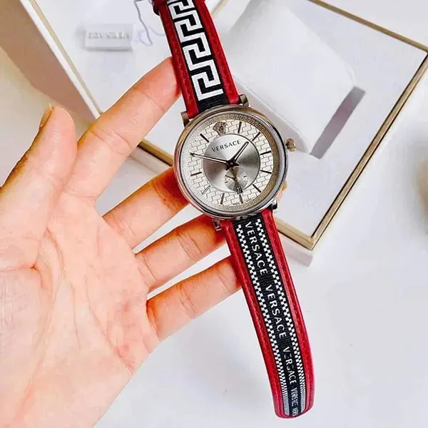 Đồng Hồ Nam Versace V-Circle Quartz VEBQ01319 Màu Đỏ Bạc