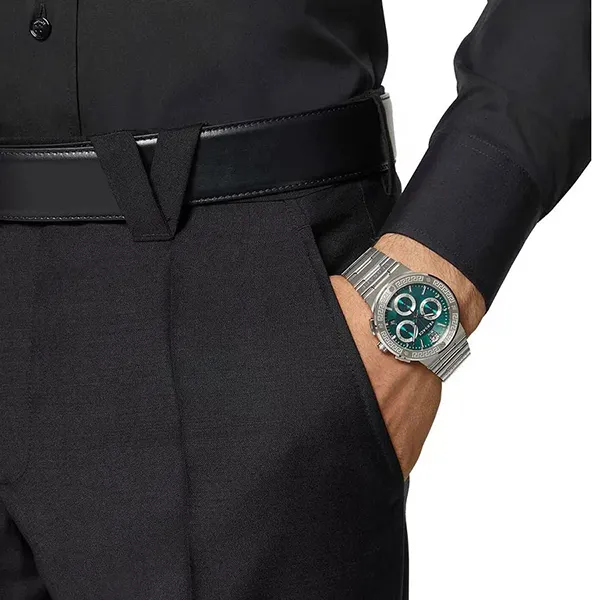 Đồng Hồ Nam Versace VEZ900121 Greca Logo 43mm Màu Xanh Bạc