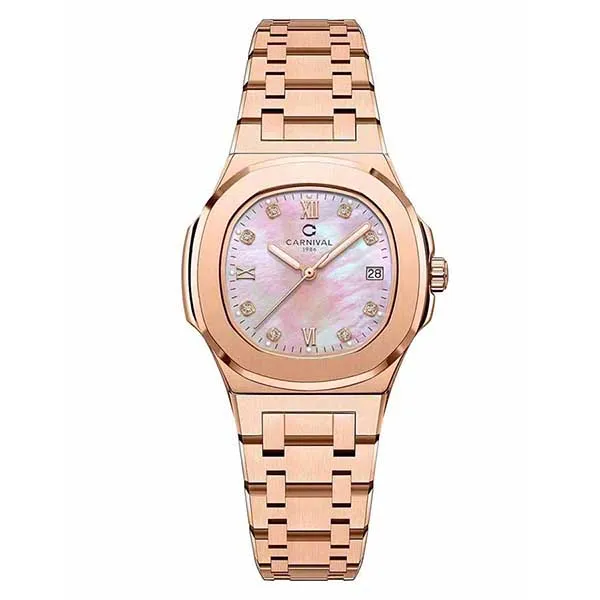 Đồng Hồ Nữ Carnival Quartz Màu Vàng Hồng