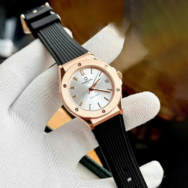 Đồng Hồ Nữ Carnival Quartz Watch 8168L-VH-DCS-T Màu Đen/Trắng