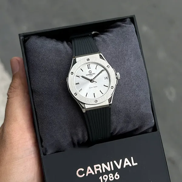 Đồng Hồ Nữ Carnival Quartz Watch 8168L-VT-DCS-T Màu Đen/Bạc
