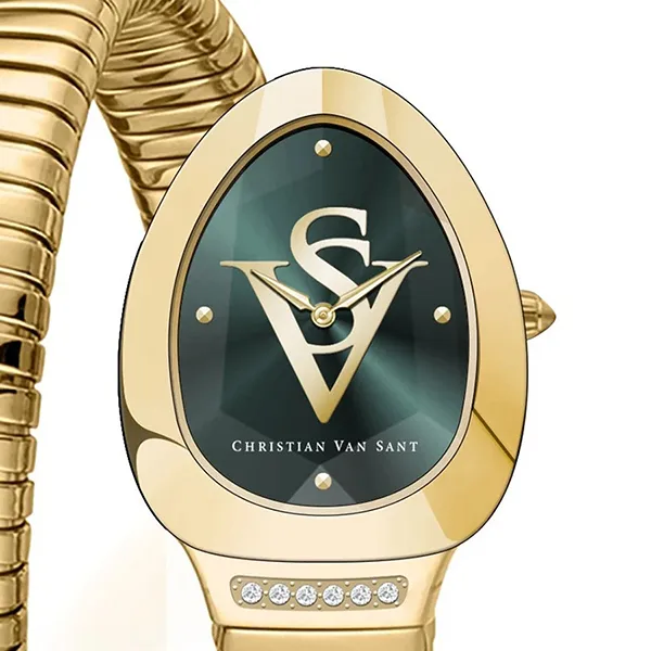 Đồng Hồ Nữ Christian Van Sant Naga Watch CV0875 Vàng/Xanh Lá (Tặng Kèm Vòng Tay)