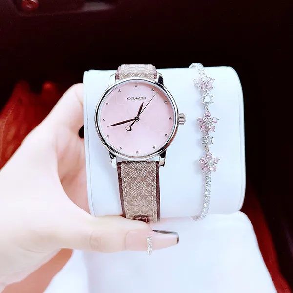Đồng Hồ Nữ Coach Grand Women's Watch 36mm 14503873 Màu Hồng Nâu (Tặng Kèm Vòng Đeo Tay)