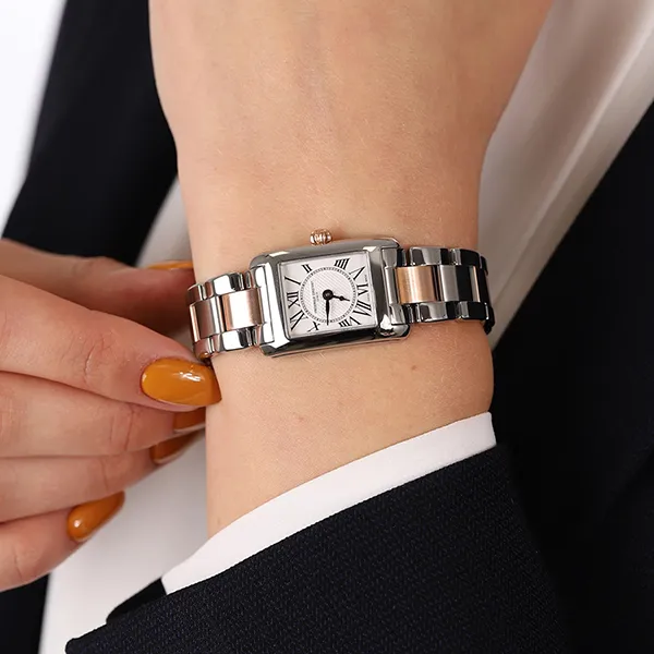 Đồng Hồ Nữ Frederique Constant Classics Carree Quartz FC-200MC12B Màu Vàng Hồng/Bạc