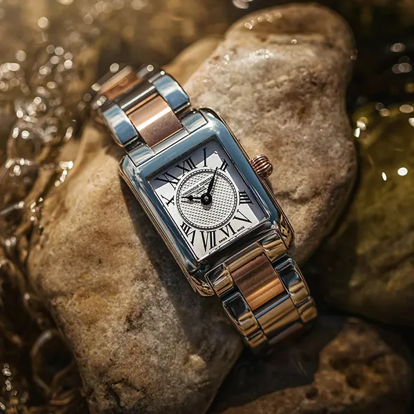 Đồng Hồ Nữ Frederique Constant Classics Carree Quartz FC-200MC12B Màu Vàng Hồng/Bạc