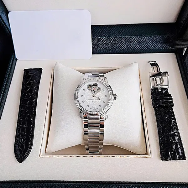 Đồng Hồ Nữ Frederique Constant Heart Beat Diamond Dial Stainless Steel FC-310HBAD2PD6B Màu Bạc (Tặng Bộ Dây Da)