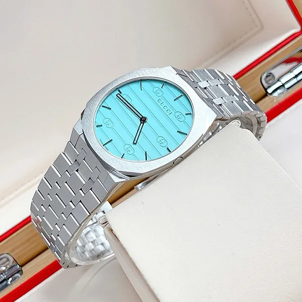 Đồng Hồ Nữ Gucci 25H Quartz Ladies Watch YA163409 Màu Xanh Bạc