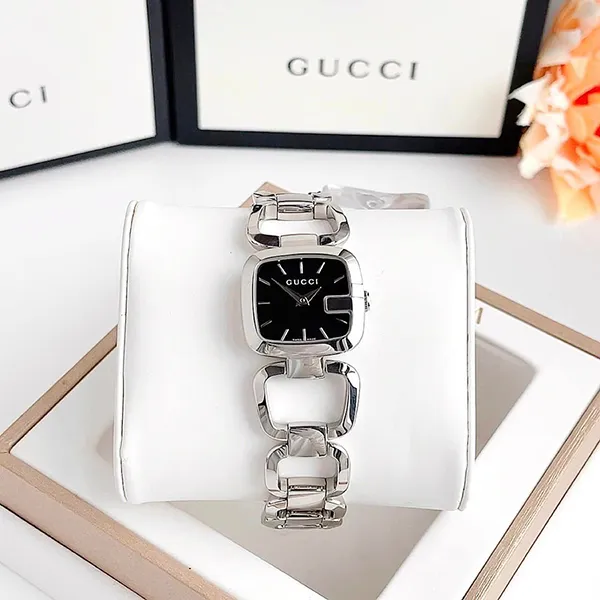 Đồng Hồ Nữ Gucci G- Black Dial Ladies Watch YA125510 Màu Đen Bạc