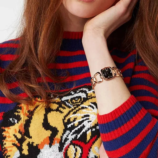 Đồng Hồ Nữ Gucci G Black Diamond Watch YA125512 Màu Đen - Vàng Hồng