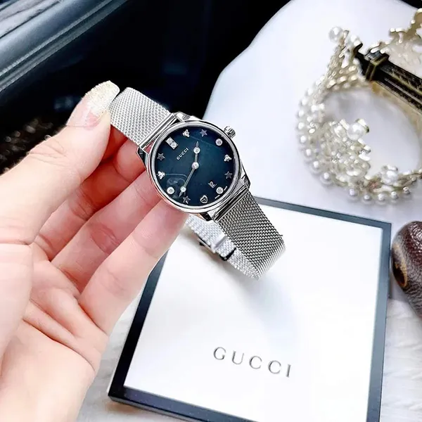 Đồng Hồ Nữ Gucci G-Timeless Quartz Diamond Black Mother Of Pearl YA1265001 Màu Đen Bạc