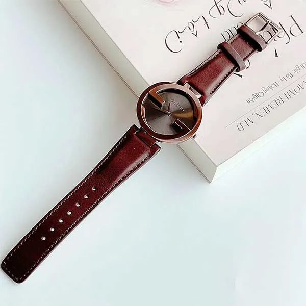 Đồng Hồ Nữ Gucci Interlocking G Brown Women's Watch 37mm YA133309 Màu Nâu Xám