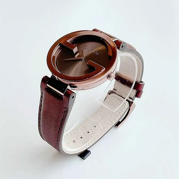 Đồng Hồ Nữ Gucci Interlocking G Brown Women's Watch 37mm YA133309 Màu Nâu Xám