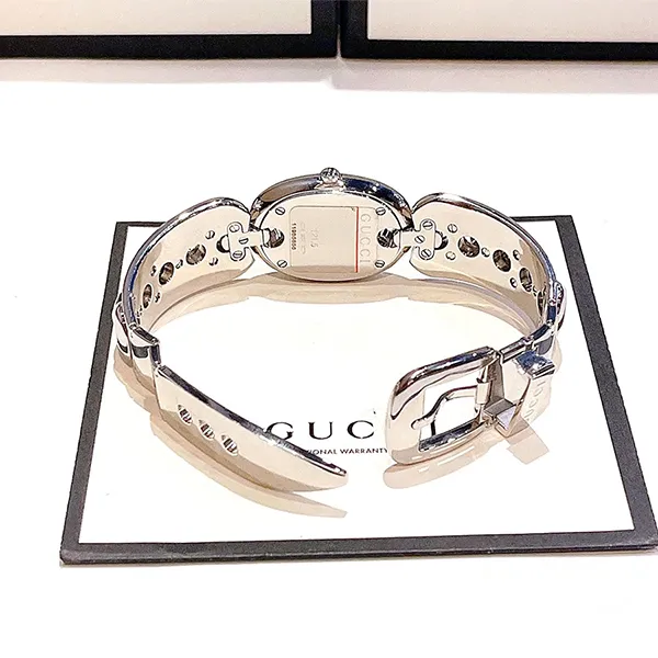 Đồng Hồ Nữ Gucci Marina Chain Ladies Diamond Set Watch YA121503 Màu Bạc - Đen