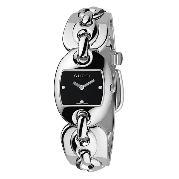 Đồng Hồ Nữ Gucci Marina Chain Ladies Diamond Set Watch YA121503 Màu Bạc - Đen
