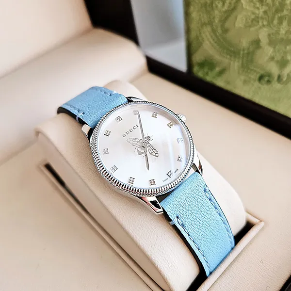 Đồng Hồ Nữ Gucci Quartz YA1265039 G-Timeless 29mm Màu Xanh Bạc