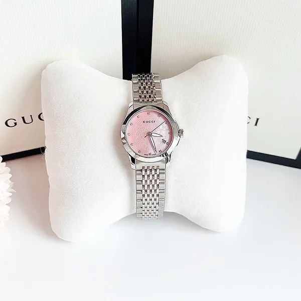 Đồng Hồ Nữ Gucci Quartz YA126538 G-Timeless 27mm Màu Hồng Bạc