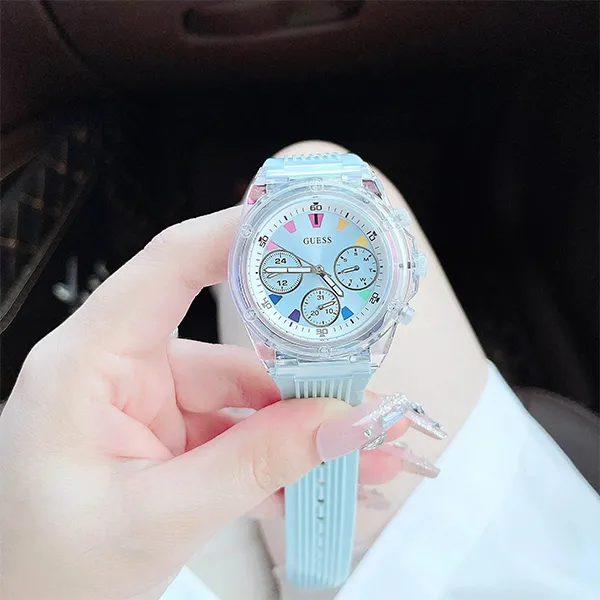Đồng Hồ Nữ Guess Clear Tone Case Quartz GW0438L8 Màu Xanh Pastel