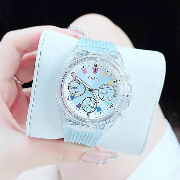 Đồng Hồ Nữ Guess Clear Tone Case Quartz GW0438L8 Màu Xanh Pastel