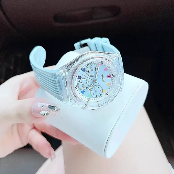 Đồng Hồ Nữ Guess Clear Tone Case Quartz GW0438L8 Màu Xanh Pastel