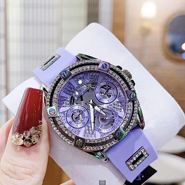 Đồng Hồ Nữ Guess GW0536L4 Dây Silicone 39mm Màu Tím