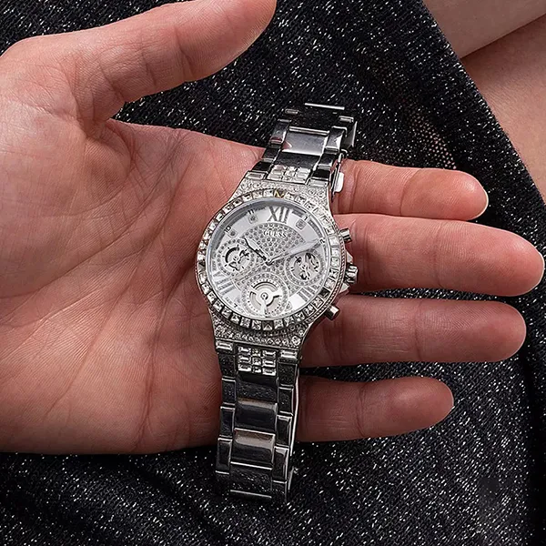 Đồng Hồ Nữ Guess Silver Crystal Moonlight Watch GW0320L1 Màu Bạc