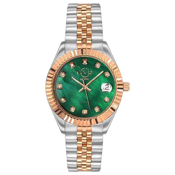 Đồng Hồ Nữ GV2 By Gevril Naples Swiss Quartz Diamond Watch 12408 Màu Demi Mặt Xanh - Đồng hồ - Vua Hàng Hiệu