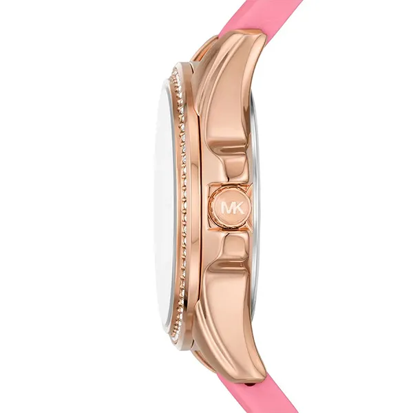 Đồng Hồ Nữ Michael Kors Mini Pilot Pavé Rose Gold-Tone And Logo Silicone Watch MK7375 Màu Hồng