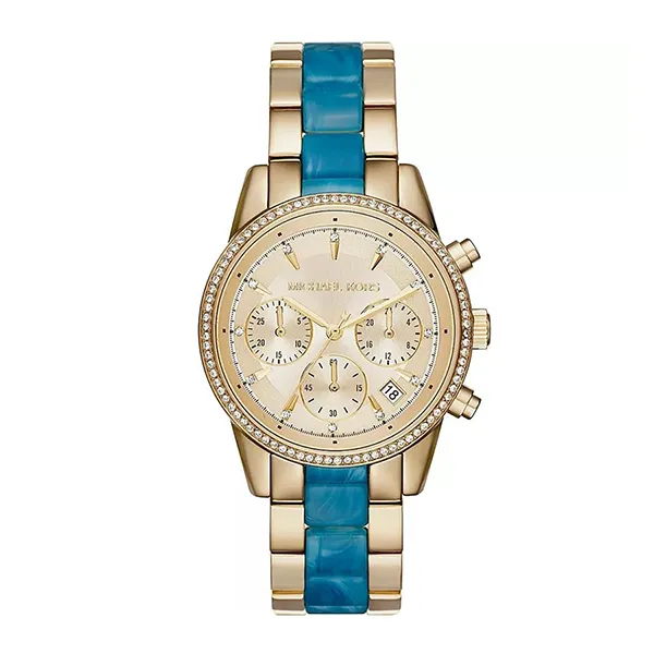 Đồng Hồ Nữ Michael Kors MK Ritz Blue Tone Ladies Watch 37mm MK6328 Màu Xanh Vàng - Đồng hồ - Vua Hàng Hiệu