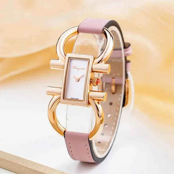 Đồng Hồ Nữ Salvatore Ferragamo Double Gancini Quartz SFDO00519 Màu Vàng Hồng