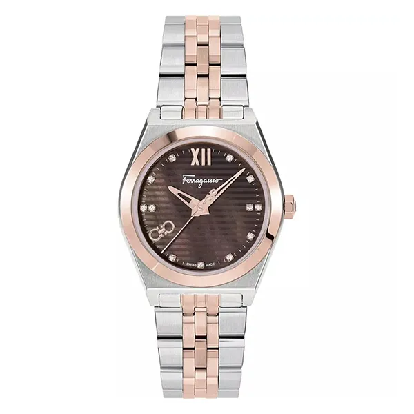 Đồng Hồ Nữ Salvatore Ferragamo Vega New Diamond Watch SFKJ00423 Màu Demi Mặt Nâu