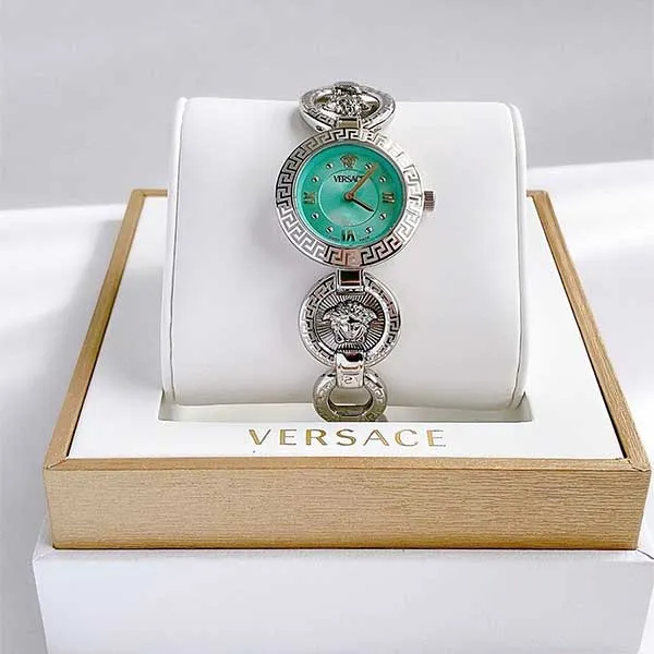 Đồng Hồ Nữ Versace Greca Jewel Turquoise Watch 28mm VEWCA0324 Màu Bạc Xanh
