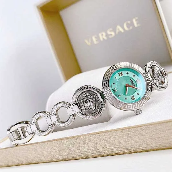 Đồng Hồ Nữ Versace Greca Jewel Turquoise Watch 28mm VEWCA0324 Màu Bạc Xanh