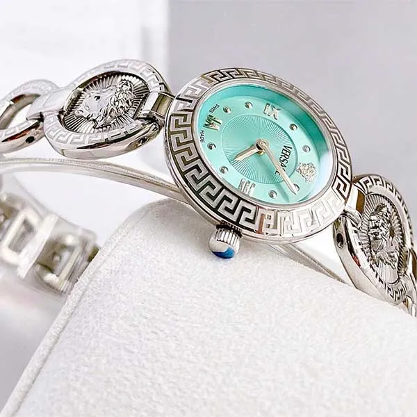 Đồng Hồ Nữ Versace Greca Jewel Turquoise Watch 28mm VEWCA0324 Màu Bạc Xanh