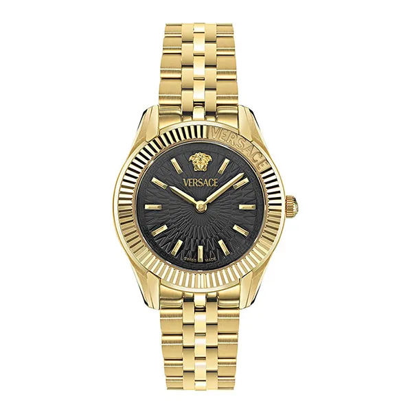 Đồng Hồ Nữ Versace Greca Time Lady Quartz Black Dial Ladies Watch VE9CA0424 Màu Vàng