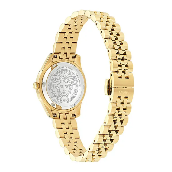 Đồng Hồ Nữ Versace Greca Time Lady Quartz Black Dial Ladies Watch VE9CA0424 Màu Vàng