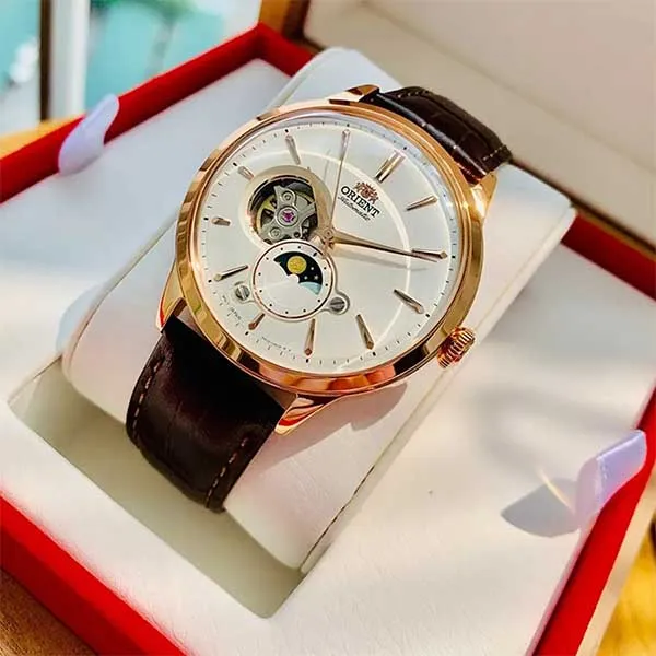 Đồng Hồ Orient Sun And Moon Bambino RA-AS0102S10B 41.5mm Màu Nâu - Trắng - Đồng hồ - Vua Hàng Hiệu