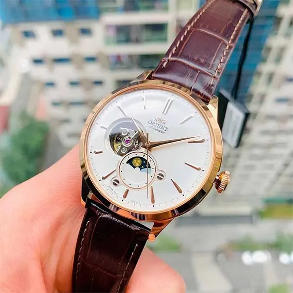 Đồng Hồ Orient Sun And Moon Bambino RA-AS0102S10B 41.5mm Màu Nâu - Trắng - Đồng hồ - Vua Hàng Hiệu