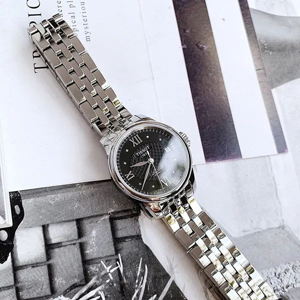 Đồng Hồ Tissot Le Locle Black Diamond Dial Automatic Ladies T41.1.183.56 Màu Bạc Đen - Đồng hồ - Vua Hàng Hiệu