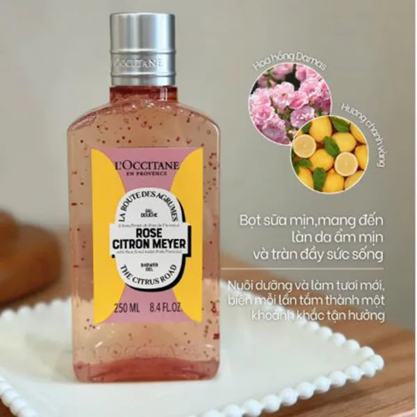 Gel Tắm Hương Hoa Hồng & Chanh L'Occitane Meyer Rose Citron Meyer Shower 250ml