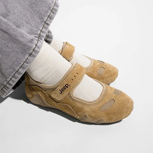Giày Búp Bê Nữ Jeep Low-top Shoes PX231WAS575C V0034 Màu Nâu Nhạt Size 35 - Giày - Vua Hàng Hiệu