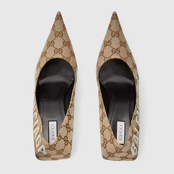 Giày Cao Gót Nữ Gucci Women’s The Hacker Project Square Knife Pump ‎676603 KQW00 9742 Màu Be Size 35 - Giày - Vua Hàng Hiệu