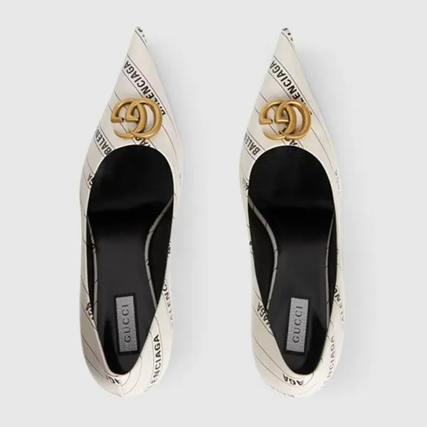 Giày Cao Gót Nữ Gucci x Balenciaga The Hacker Project Knife Pump 680760-ULR00-9061 Màu Trắng Size 35